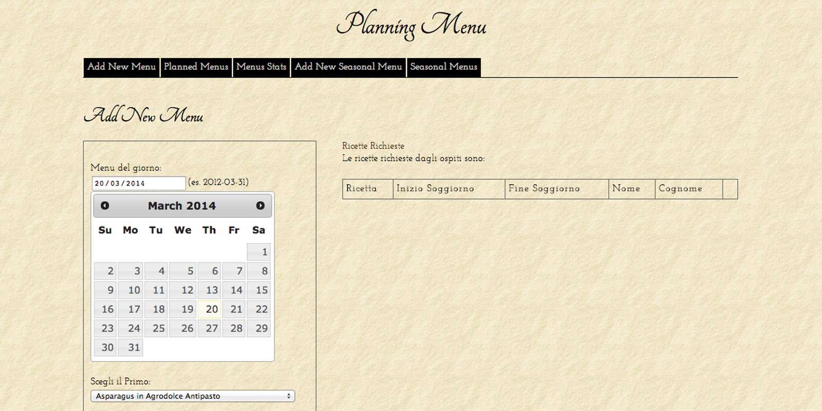 the menu planner system